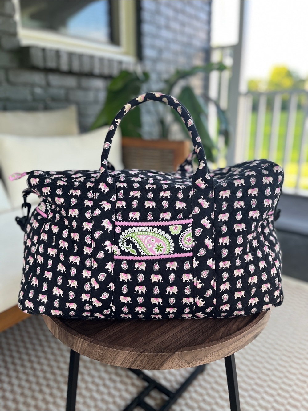 Vera Bradley Pink Elephants Duffel Bag